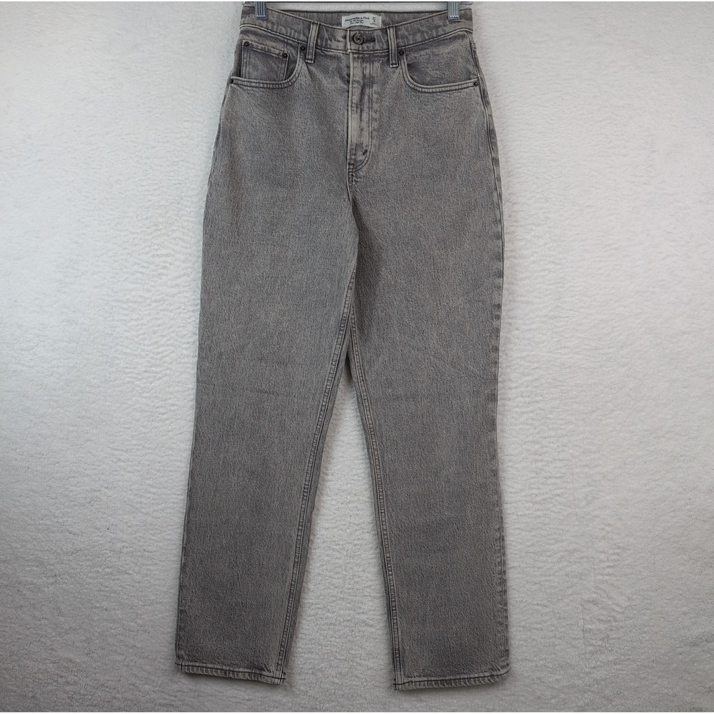 Abercrombie‎ & Fitch 90s Straight Jeans Sz 27/4 Curve Love Ultra High Rise Gray